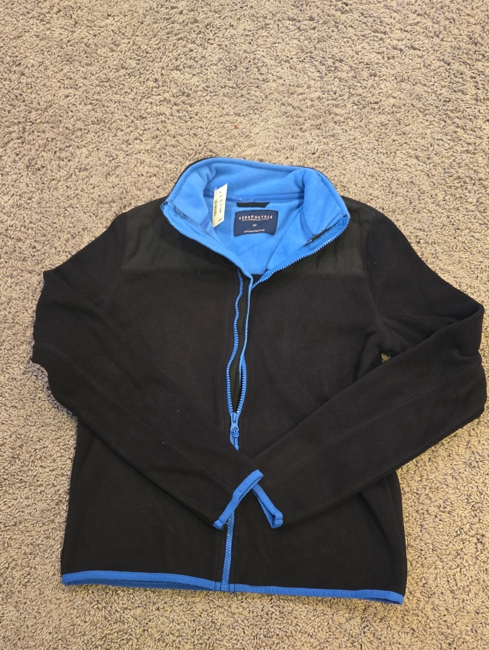 Aeropostale Black Jacket with Blue Trim Half-Zip Ski Fleece
